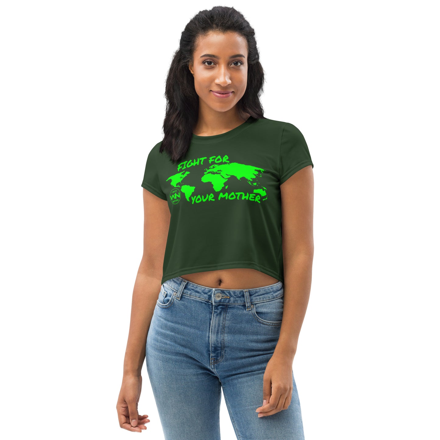 FOREST SOUL SAVIOR - FIGHT FOR YOUR MOTHER - GREEN - CROP TEE