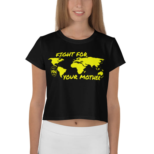 BEE SOUL SAVIOR - FIGHT FOR YOUR MOTHER - YELLOW - CROP TEE