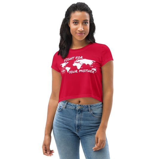 FOREST SOUL SAVIOR - FIGHT FOR YOUR MOTHER - WHITE - CROP TEE