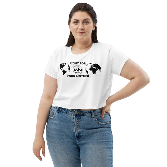 BEE HEART SAVIOR - FIGHT FOR YOUR MOTHER - BLACK LOGO - CROP TEE