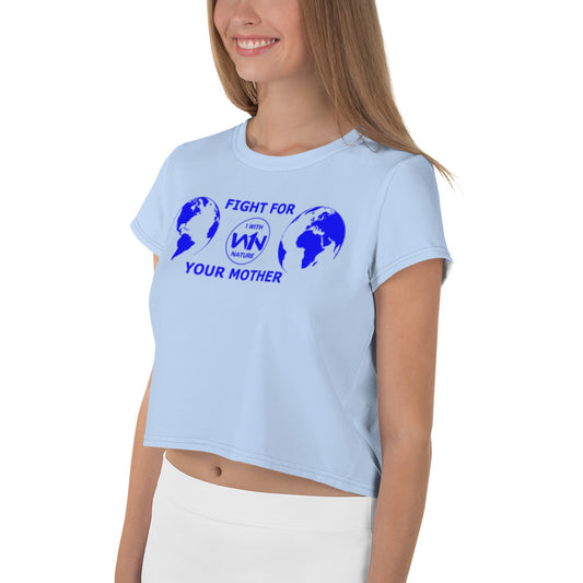 OCEAN HEART SAVIOR - FIGHT FOR YOUR MOTHER - BLUE - CROP TEE