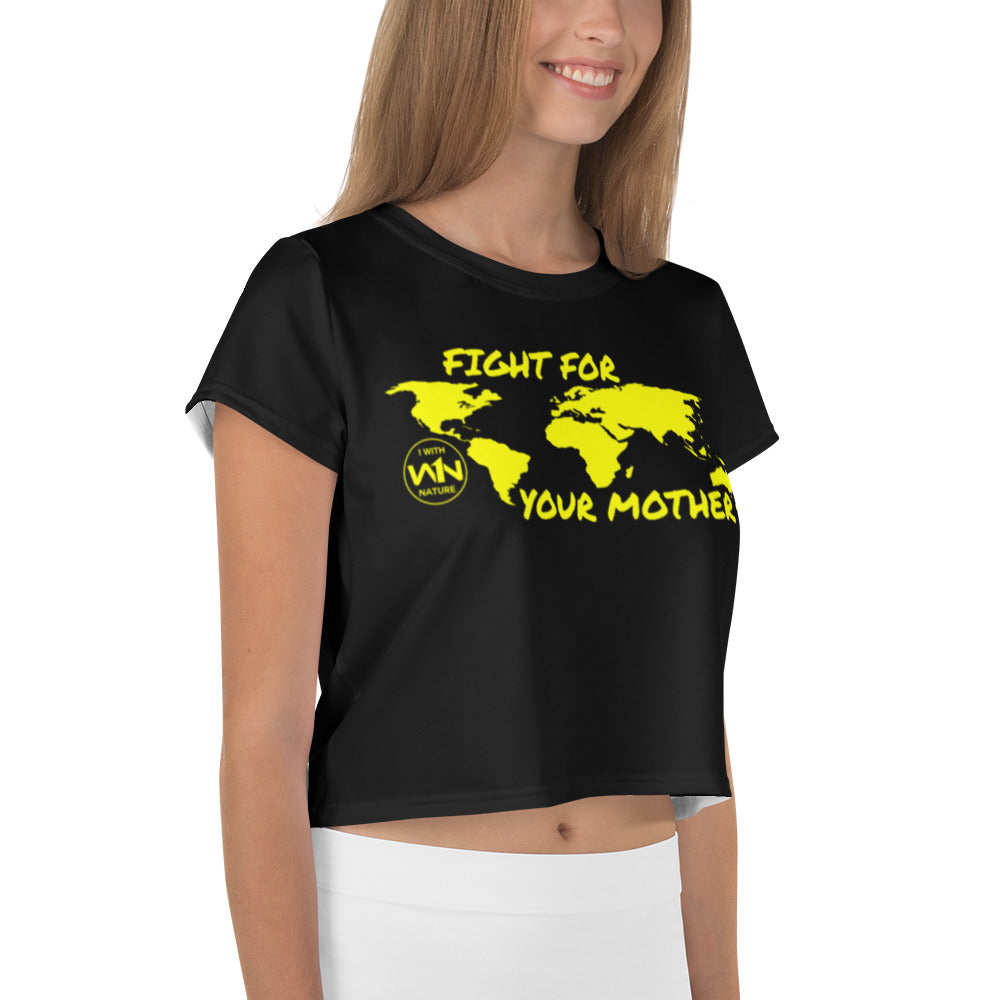 BEE SOUL SAVIOR - FIGHT FOR YOUR MOTHER - YELLOW - CROP TEE