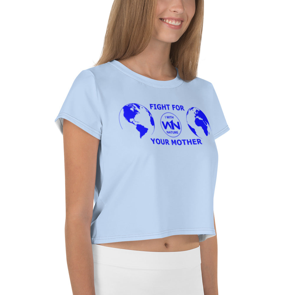 OCEAN HEART SAVIOR - FIGHT FOR YOUR MOTHER - BLUE - CROP TEE