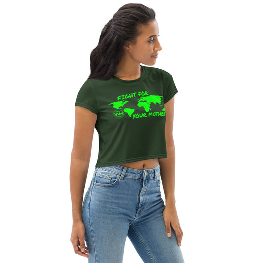 FOREST SOUL SAVIOR - FIGHT FOR YOUR MOTHER - GREEN - CROP TEE
