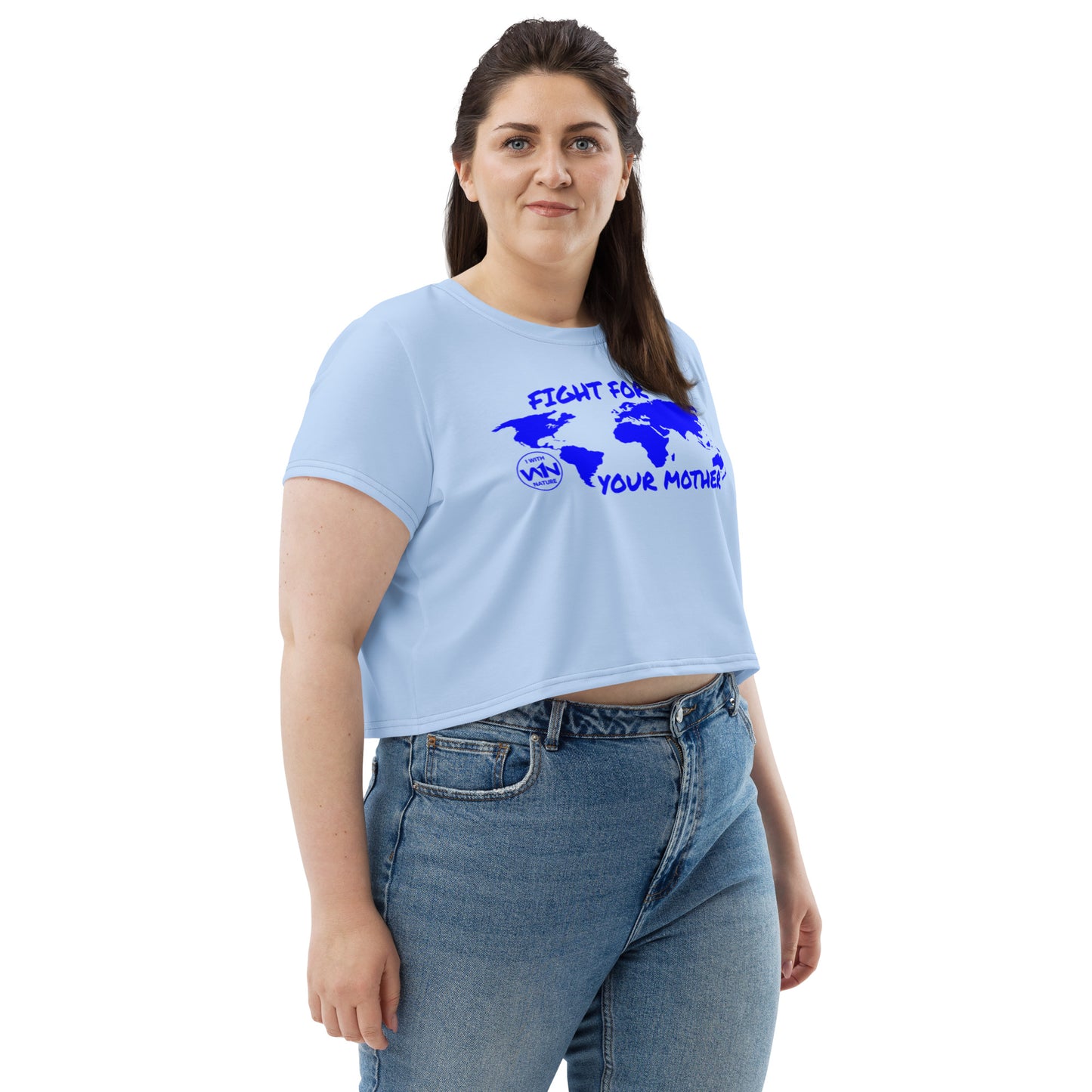 OCEAN SOUL SAVIOR - FIGHT FOR YOUR MOTHER - BLUE - CROP TEE