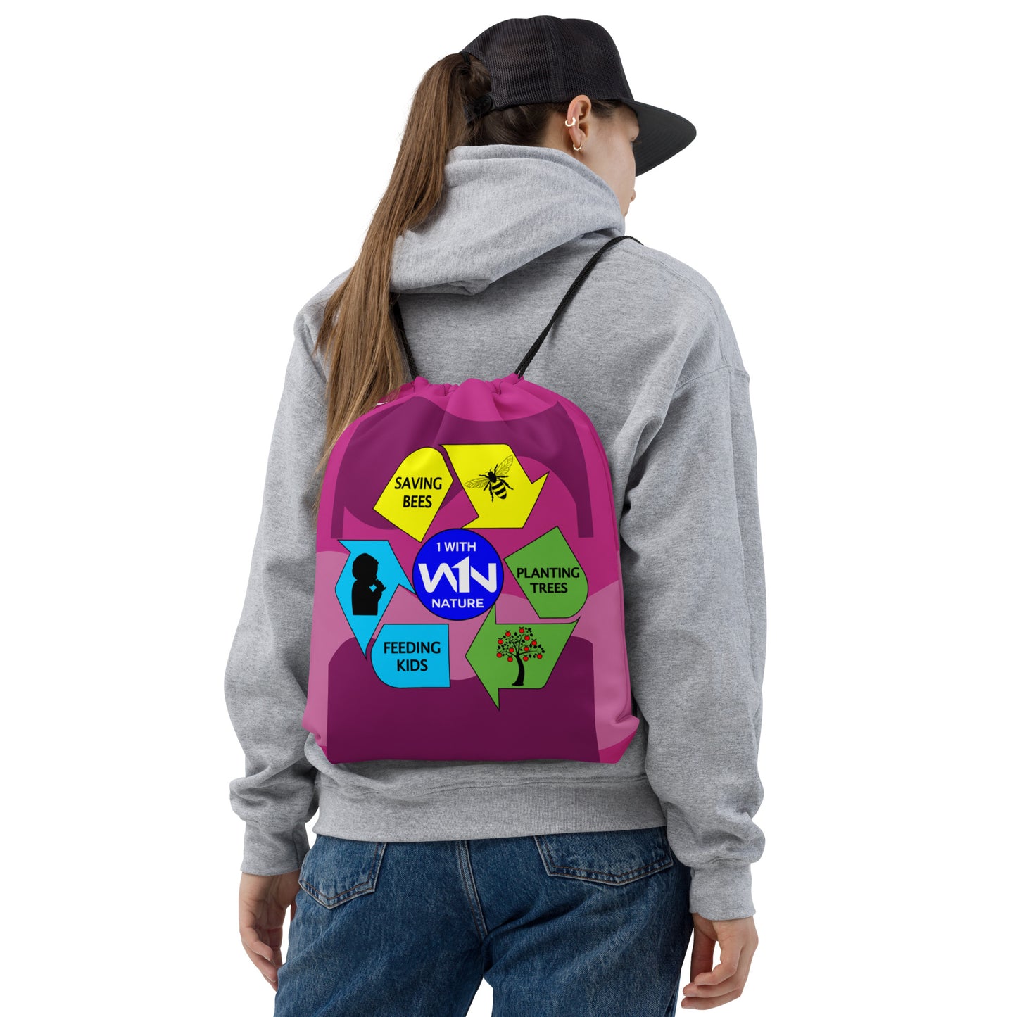 NATURE WISDOM - PINK - DRAWSTRING BAG