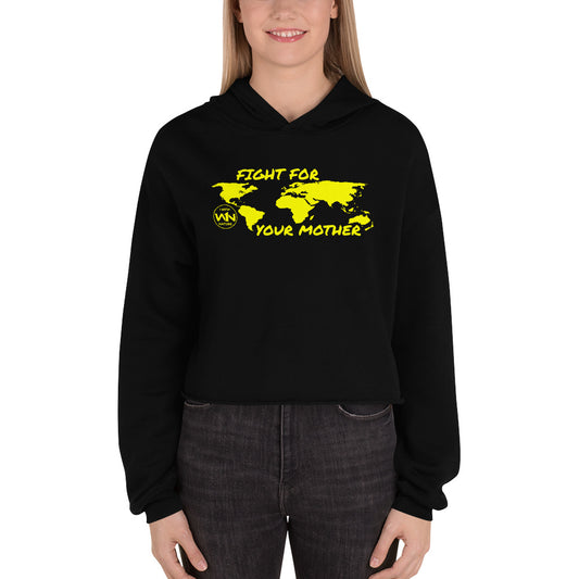 BEE SOUL FIGHTER - FIGHT FOR YOUR MOTHER - YELLOW - CROP HOODIE