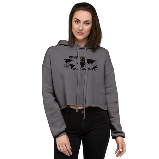 BEE SOUL FIGHTER - FIGHT FOR YOUR MOTHER - BLACK - CROP HOODIE