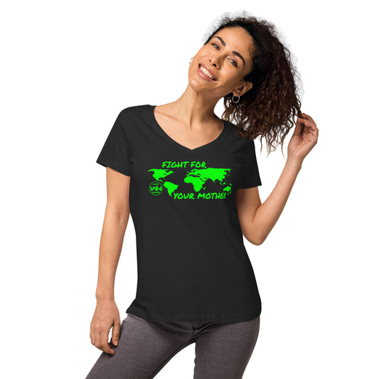 FOREST SOUL SAVIOR - FIGHT FOR YOUR MOTHER - GREEN - WOMEN’S V-NECK T-SHIRT
