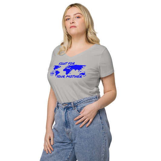 OCEAN SOUL SAVIOR - FIGHT FOR YOUR MOTHER - BLUE - WOMEN’S V-NECK T-SHIRT