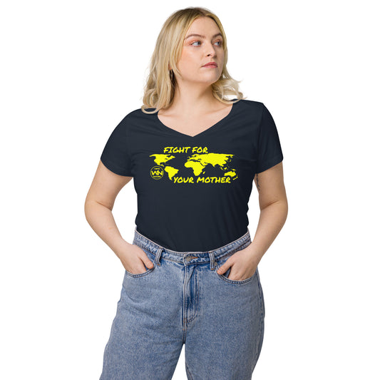 BEE SOUL SAVIOR - FIGHT FOR YOUR MOTHER - YELLOW - WOMEN’S V-NECK T-SHIRT