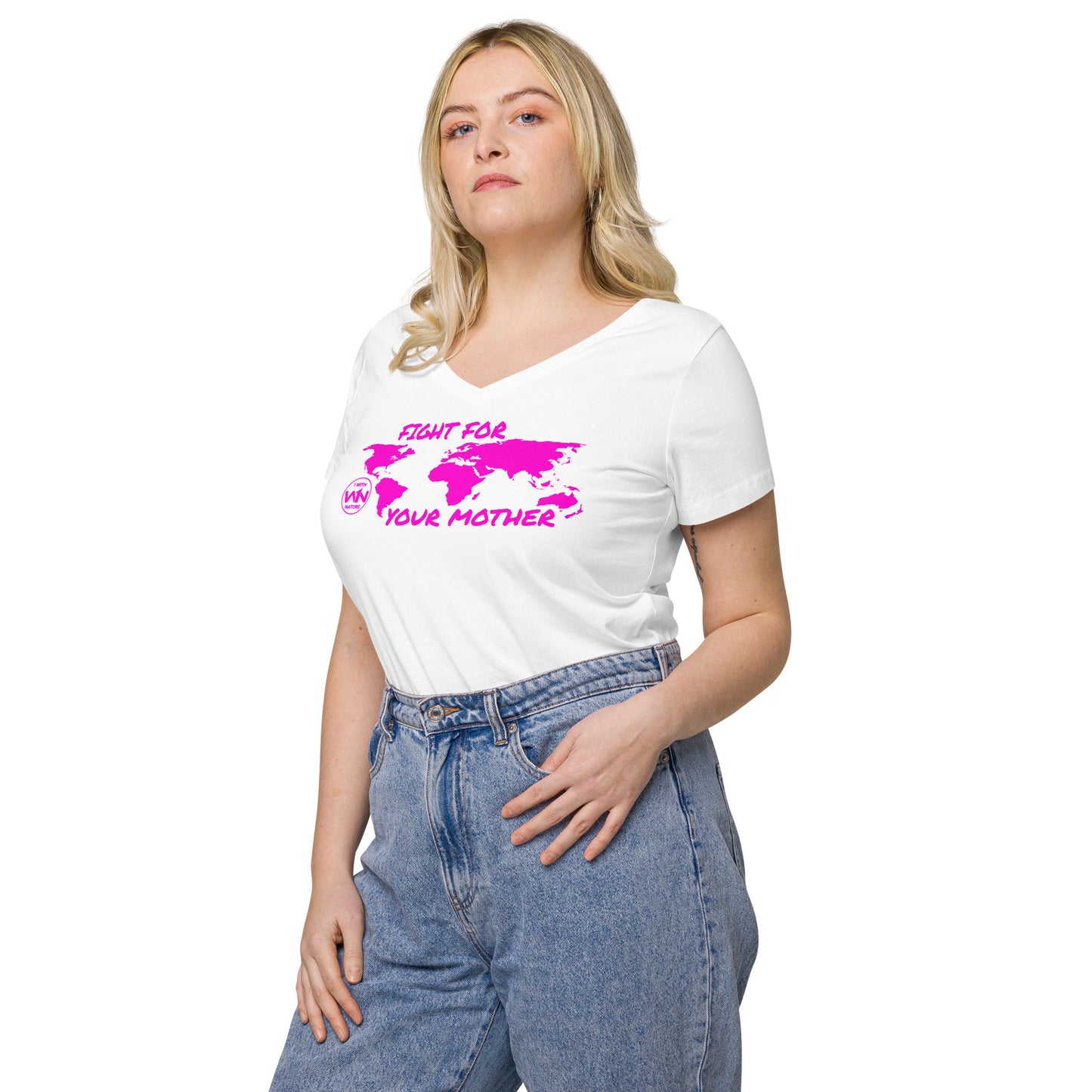 FUTURE SOUL SAVIOR - FIGHT FOR YOUR MOTHER - PINK - WOMEN’S V-NECK T-SHIRT