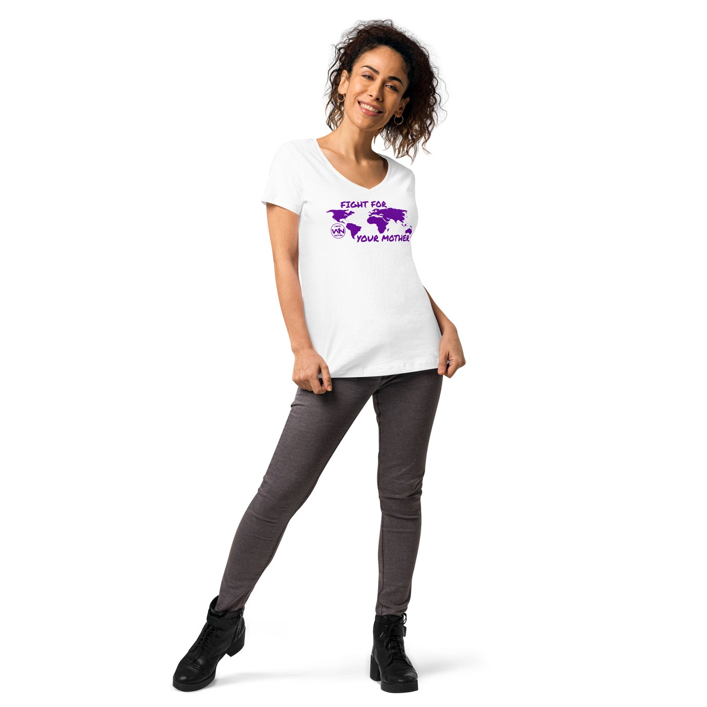 FUTURE SOUL SAVIOR - FIGHT FOR YOUR MOTHER - PURPLE - WOMEN’S V-NECK T-SHIRT