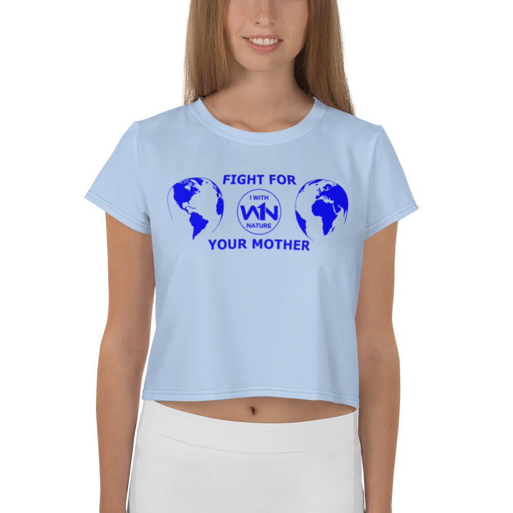 OCEAN HEART SAVIOR - FIGHT FOR YOUR MOTHER - BLUE - CROP TEE