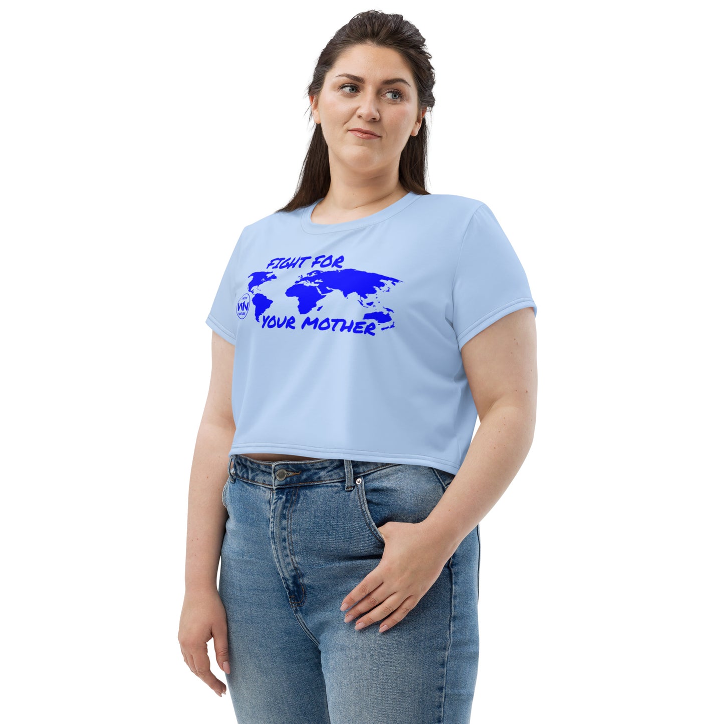 OCEAN SOUL SAVIOR - FIGHT FOR YOUR MOTHER - BLUE - CROP TEE