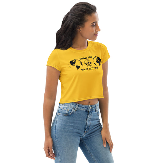 BEE HEART SAVIOR - FIGHT FOR YOUR MOTHER - BLACK - CROP TEE