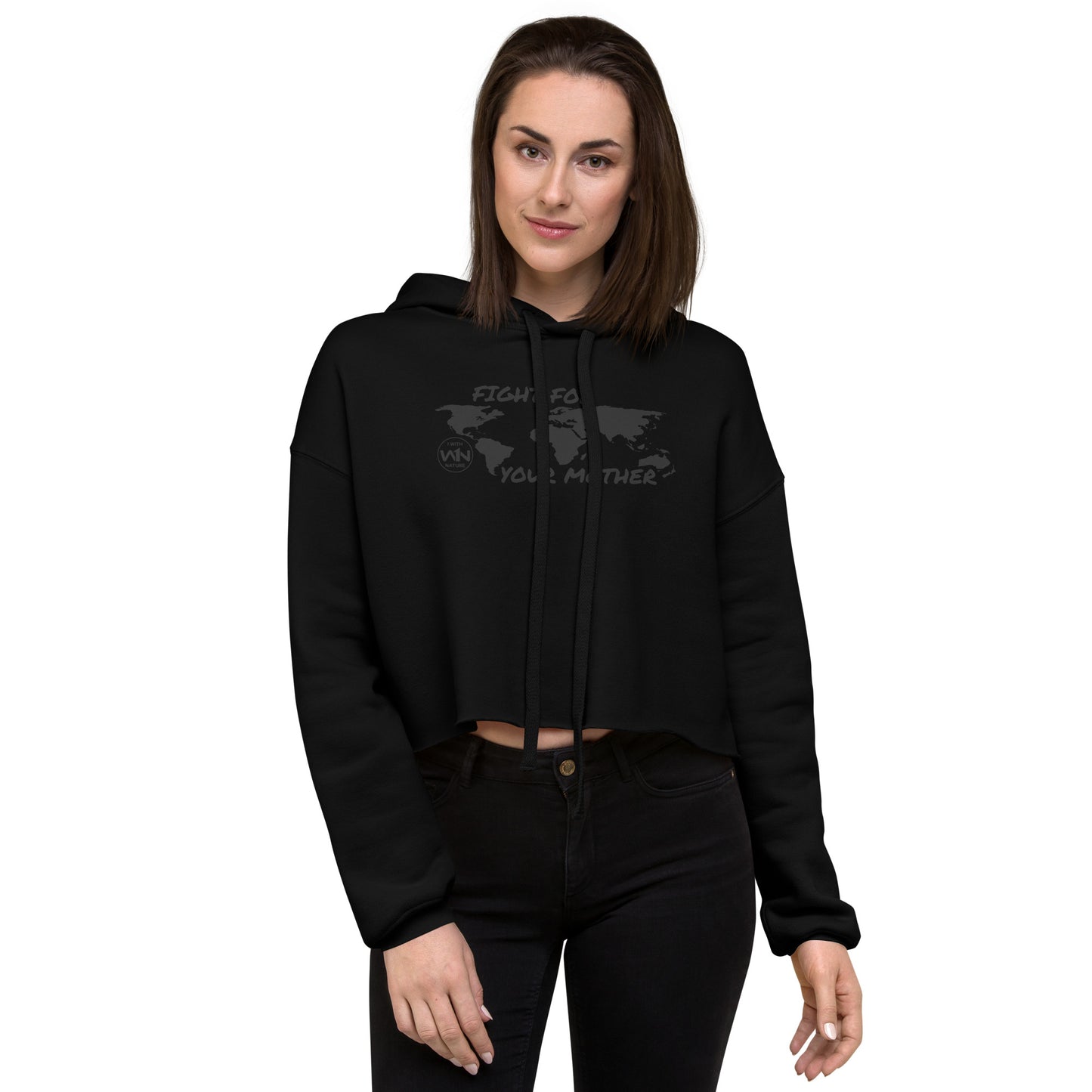 BEE SOUL FIGHTER - FIGHT FOR YOUR MOTHER - BLACK - CROP HOODIE