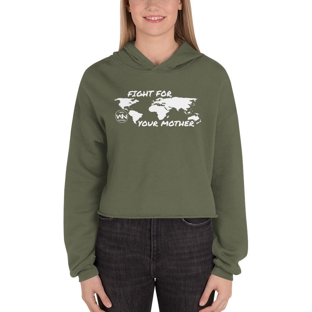FOREST SOUL FIGHTER - FIGHT FOR YOUR MOTHER - WHITE - CROP HOODIE