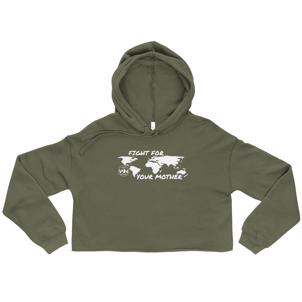 FOREST SOUL FIGHTER - FIGHT FOR YOUR MOTHER - WHITE - CROP HOODIE