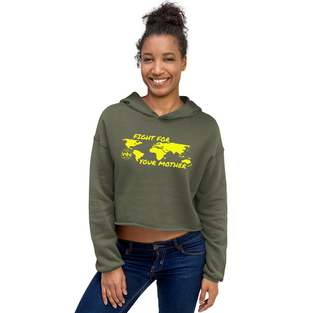 BEE SOUL FIGHTER - FIGHT FOR YOUR MOTHER - YELLOW - CROP HOODIE