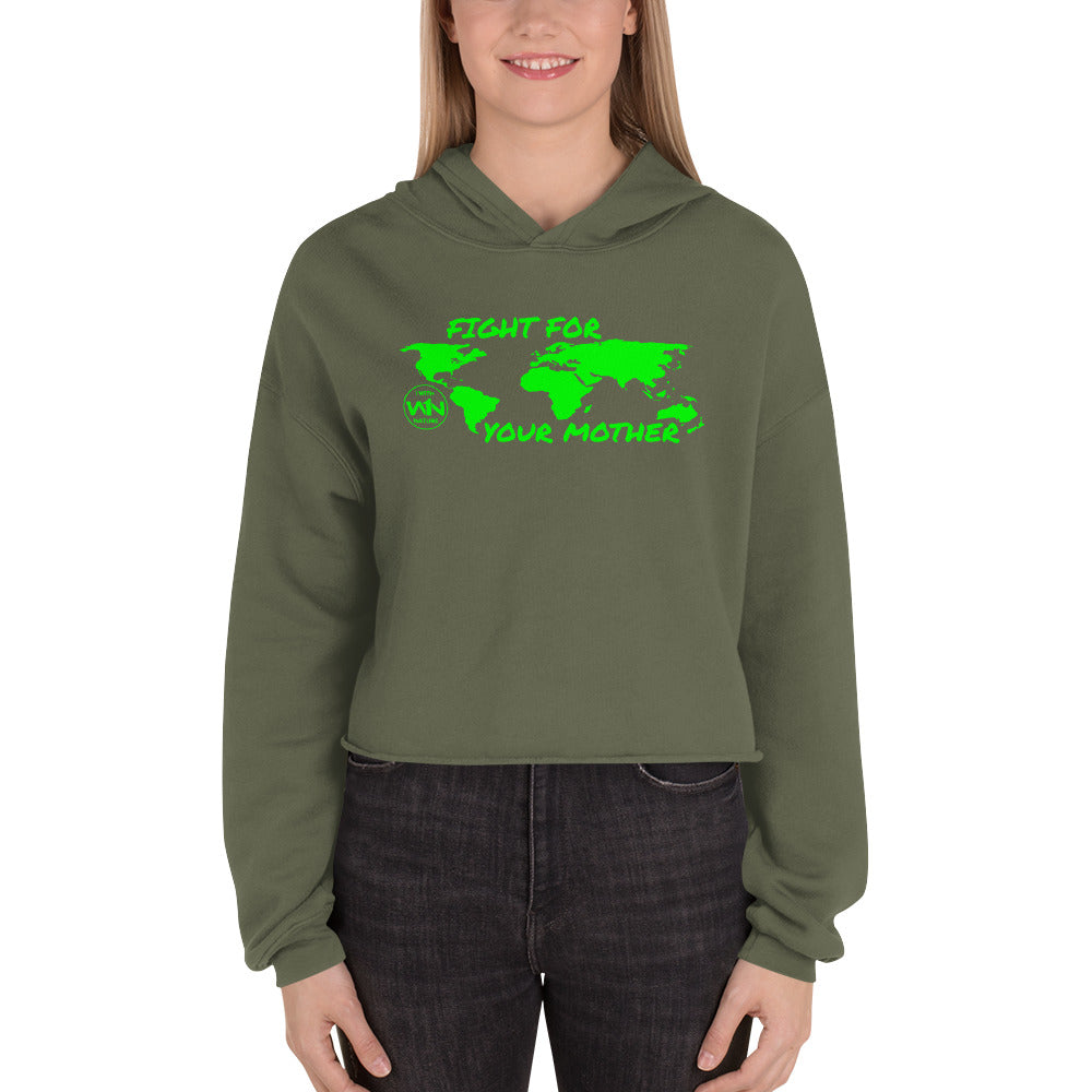 FOREST SOUL FIGHTER - FIGHT FOR YOUR MOTHER - GREEN - CROP HOODIE