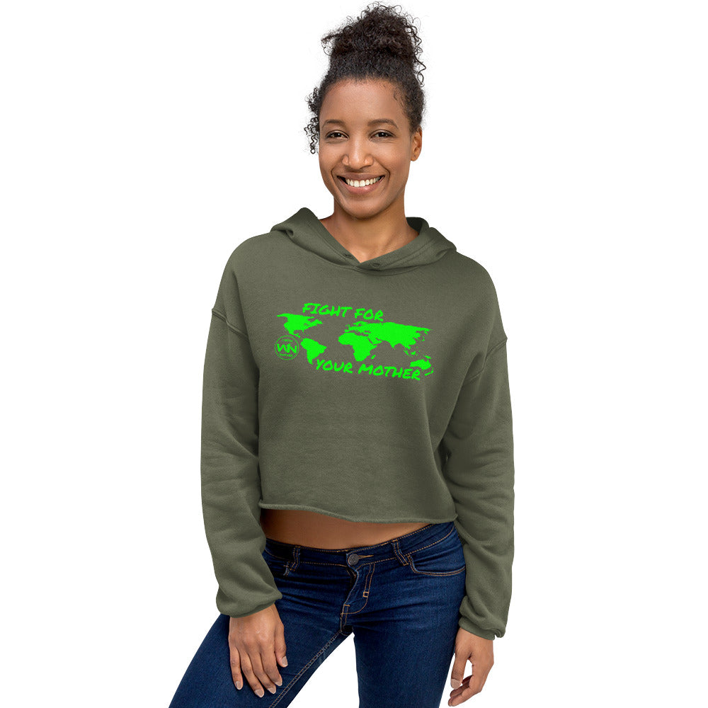 FOREST SOUL FIGHTER - FIGHT FOR YOUR MOTHER - GREEN - CROP HOODIE