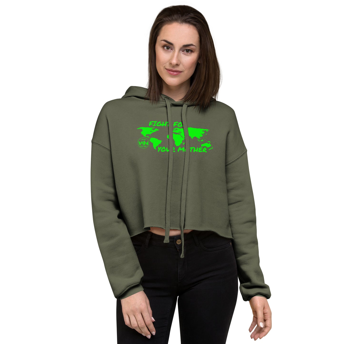 FOREST SOUL FIGHTER - FIGHT FOR YOUR MOTHER - GREEN - CROP HOODIE