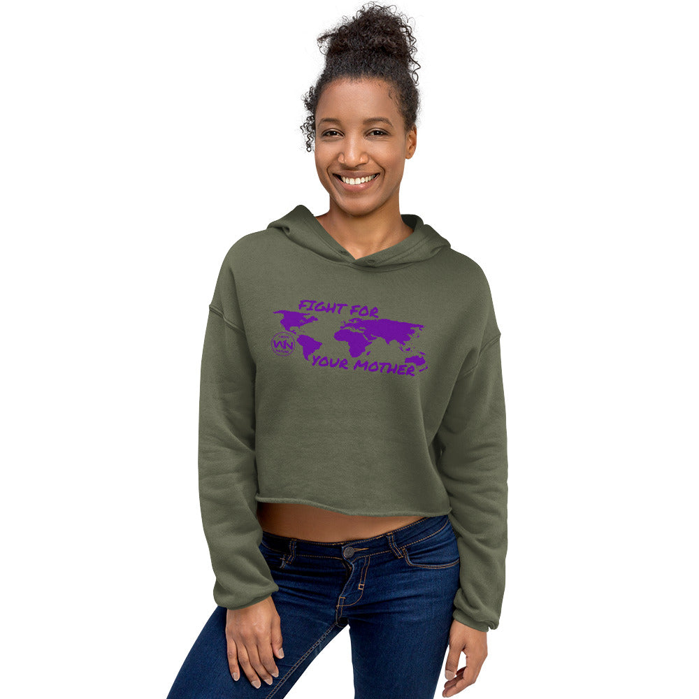 FUTURE SOUL FIGHTER - FIGHT FOR YOUR MOTHER - PURPLE - CROP HOODIE