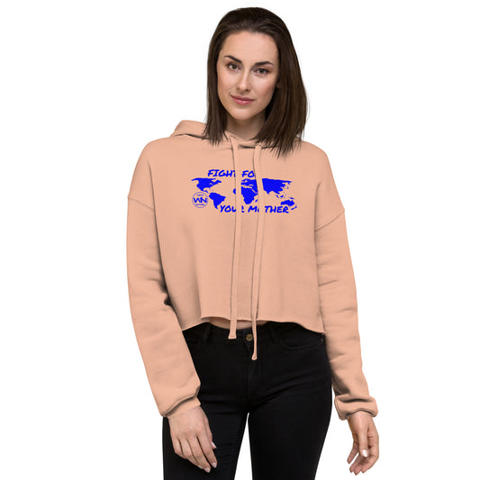 OCEAN SOUL FIGHTER - FIGHT FOR YOUR MOTHER - BLUE - CROP HOODIE