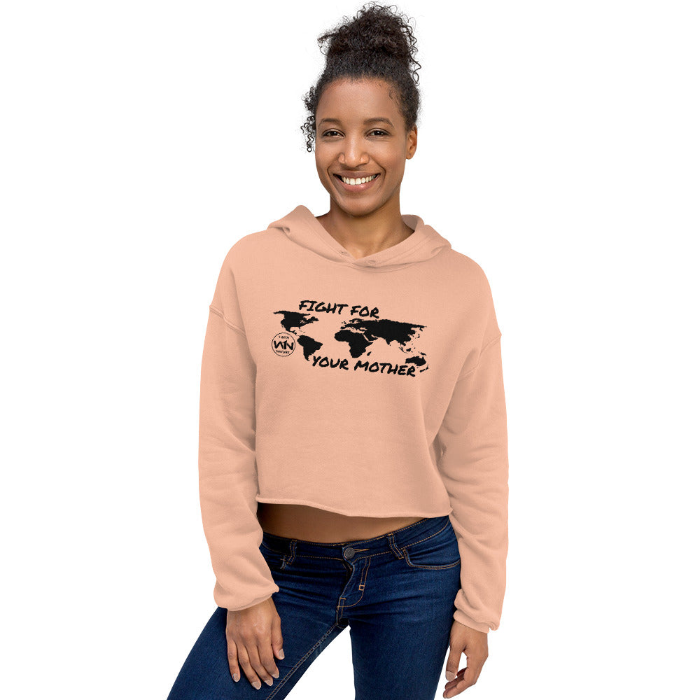 BEE SOUL FIGHTER - FIGHT FOR YOUR MOTHER - BLACK - CROP HOODIE