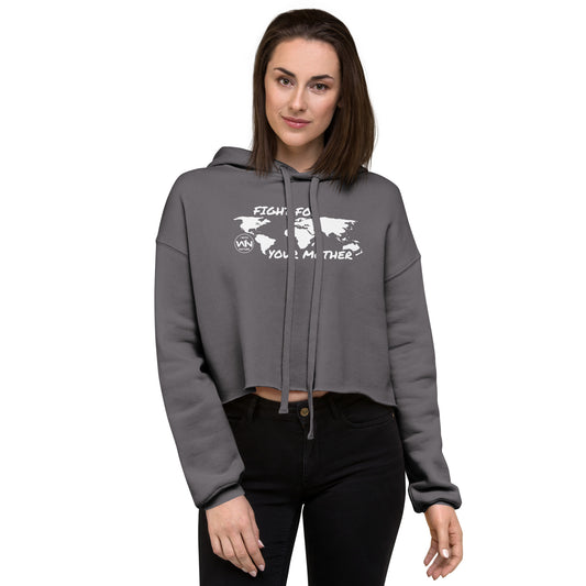 FOREST SOUL FIGHTER - FIGHT FOR YOUR MOTHER - WHITE - CROP HOODIE