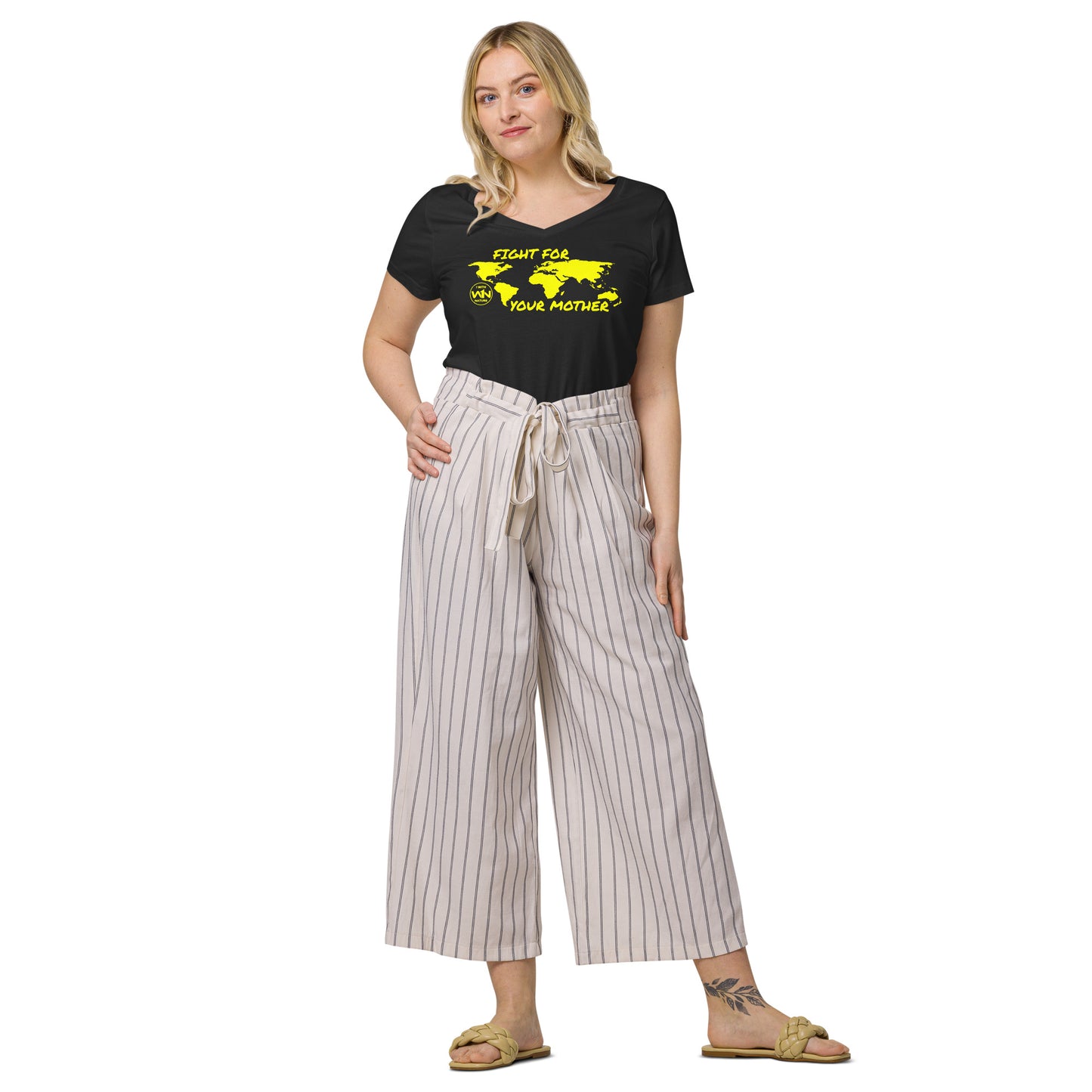 BEE SOUL SAVIOR - FIGHT FOR YOUR MOTHER - YELLOW - WOMEN’S V-NECK T-SHIRT