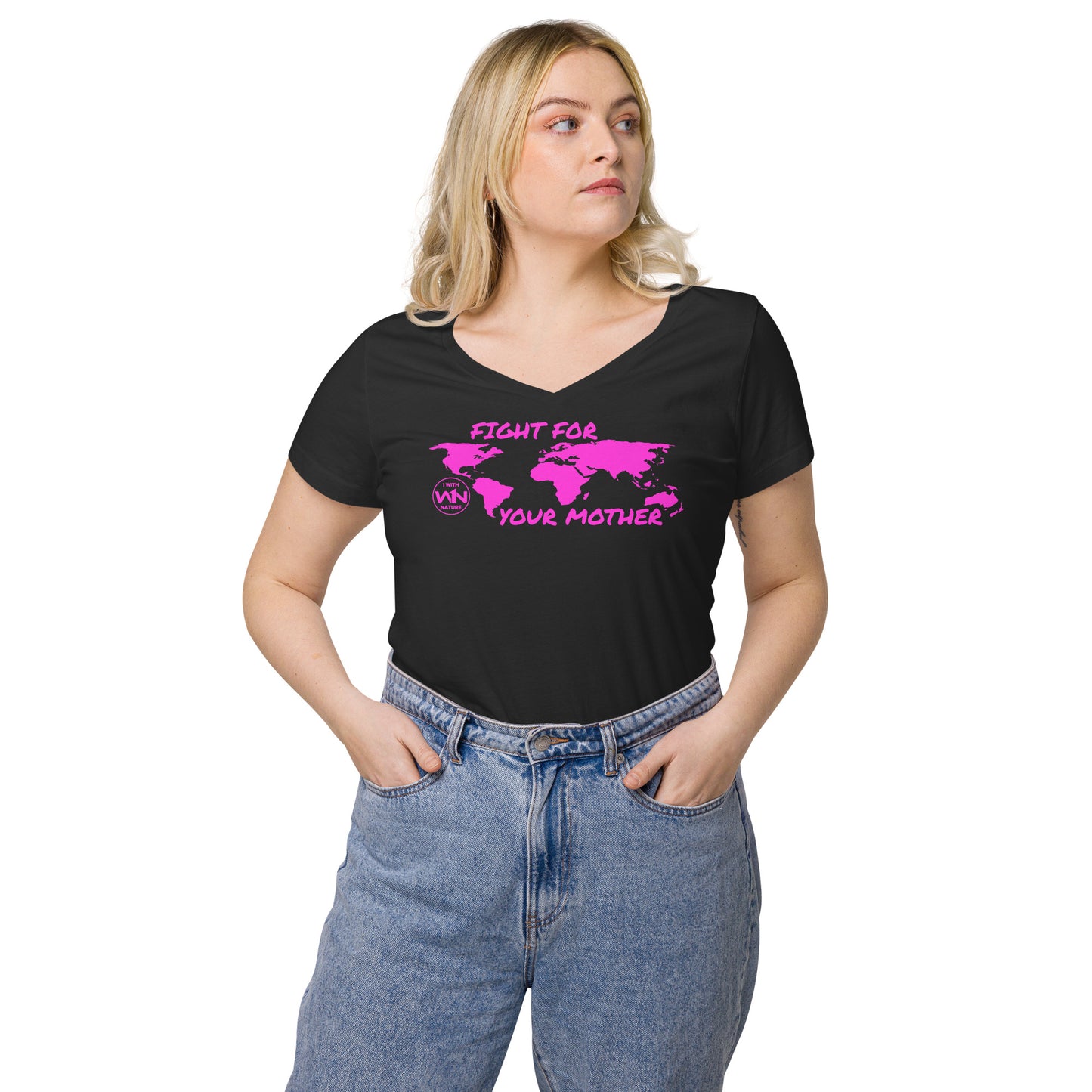 FUTURE SOUL SAVIOR - FIGHT FOR YOUR MOTHER - PINK - WOMEN’S V-NECK T-SHIRT