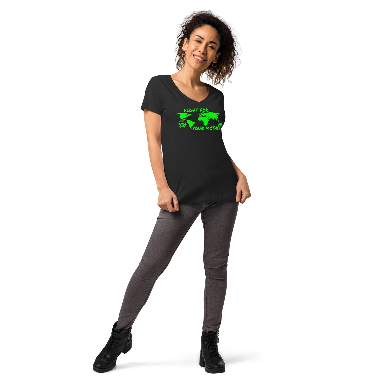 FOREST SOUL SAVIOR - FIGHT FOR YOUR MOTHER - GREEN - WOMEN’S V-NECK T-SHIRT