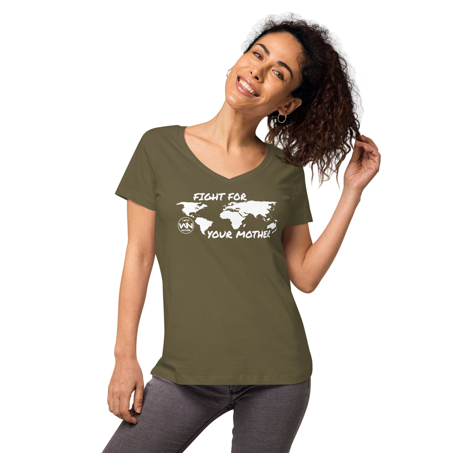 FOREST SOUL SAVIOR - FIGHT FOR YOUR MOTHER - WHITE - WOMEN’S V-NECK T-SHIRT