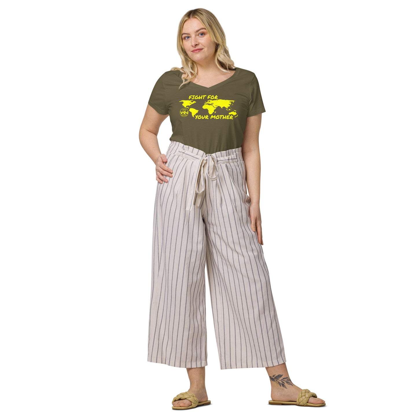BEE SOUL SAVIOR - FIGHT FOR YOUR MOTHER - YELLOW - WOMEN’S V-NECK T-SHIRT