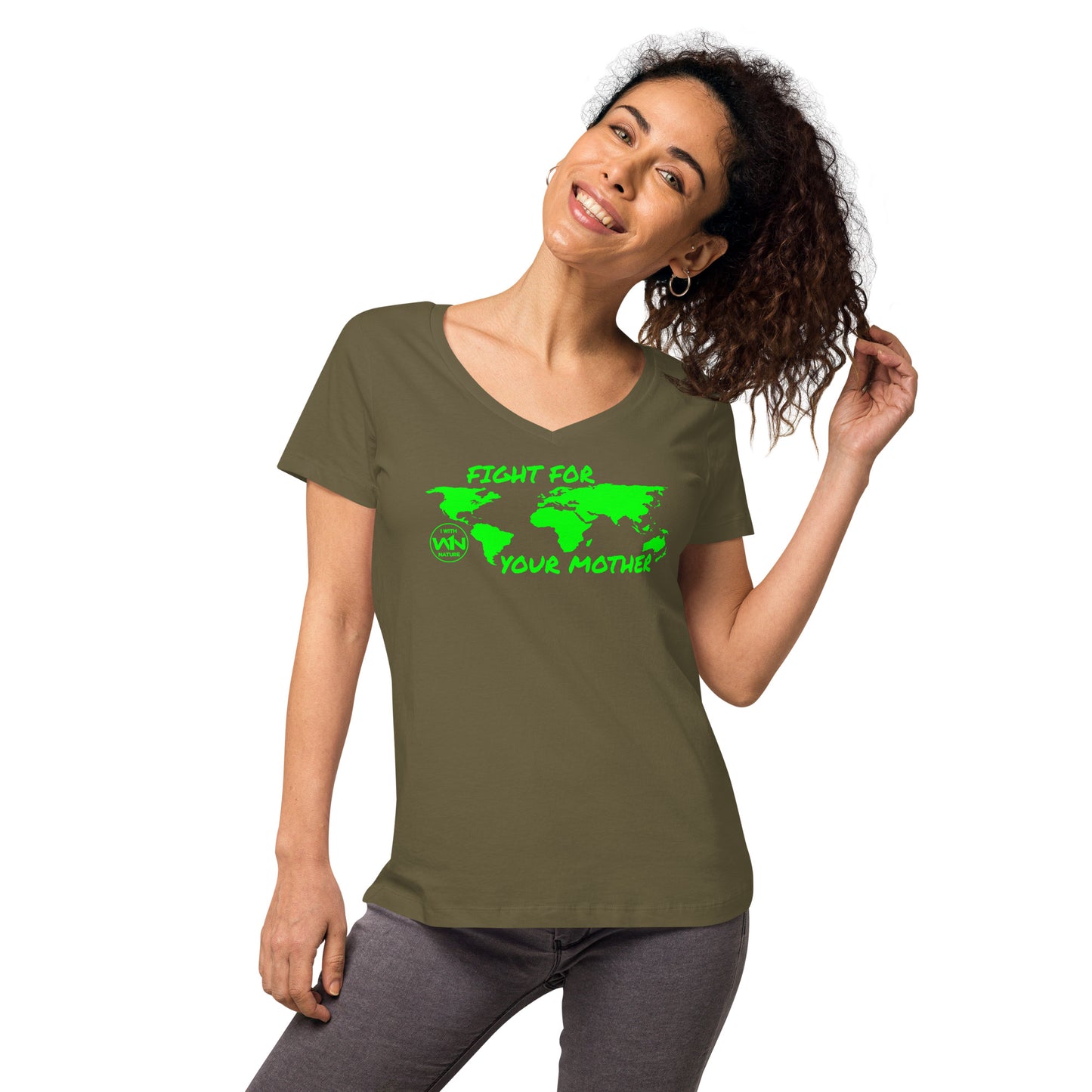 FOREST SOUL SAVIOR - FIGHT FOR YOUR MOTHER - GREEN - WOMEN’S V-NECK T-SHIRT