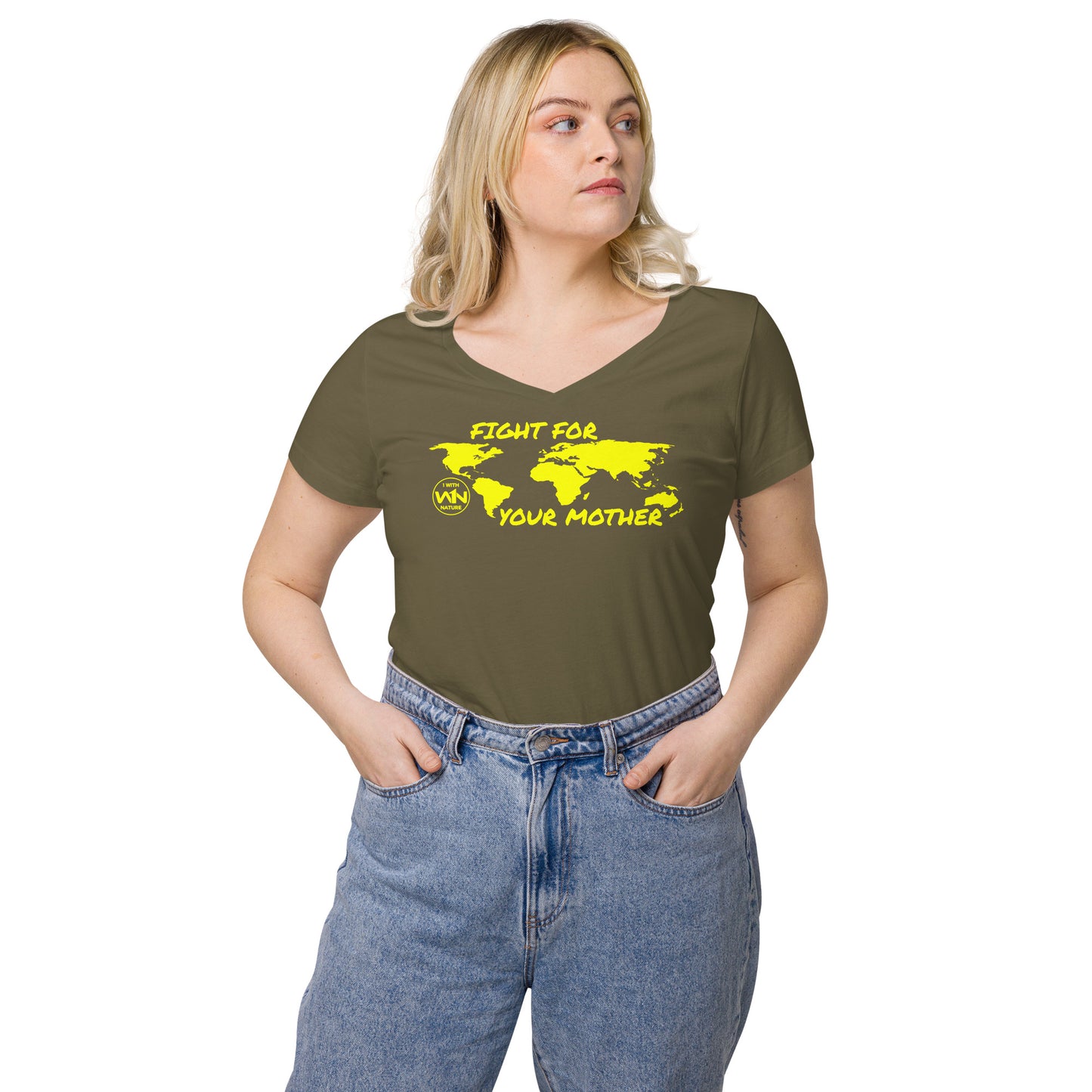 BEE SOUL SAVIOR - FIGHT FOR YOUR MOTHER - YELLOW - WOMEN’S V-NECK T-SHIRT