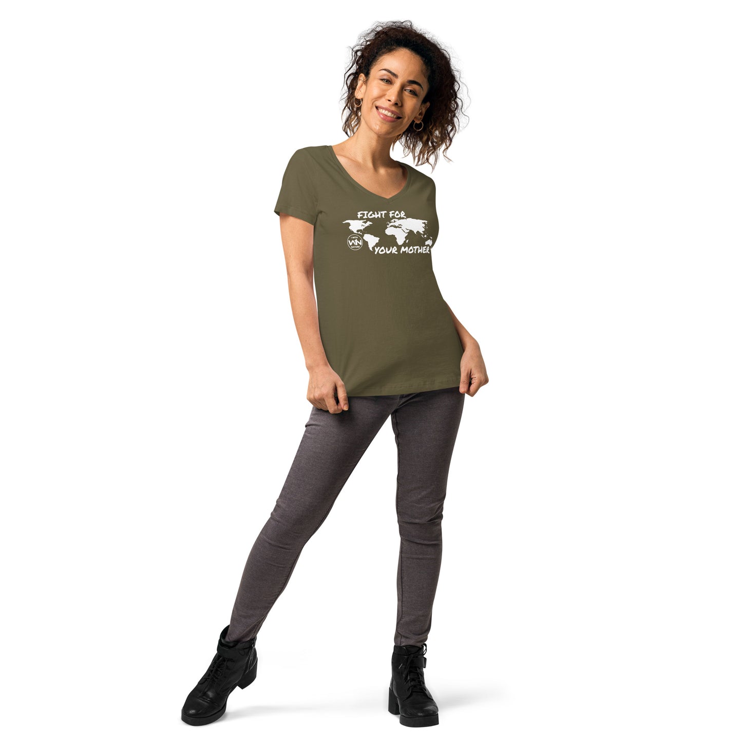 FOREST SOUL SAVIOR - FIGHT FOR YOUR MOTHER - WHITE - WOMEN’S V-NECK T-SHIRT