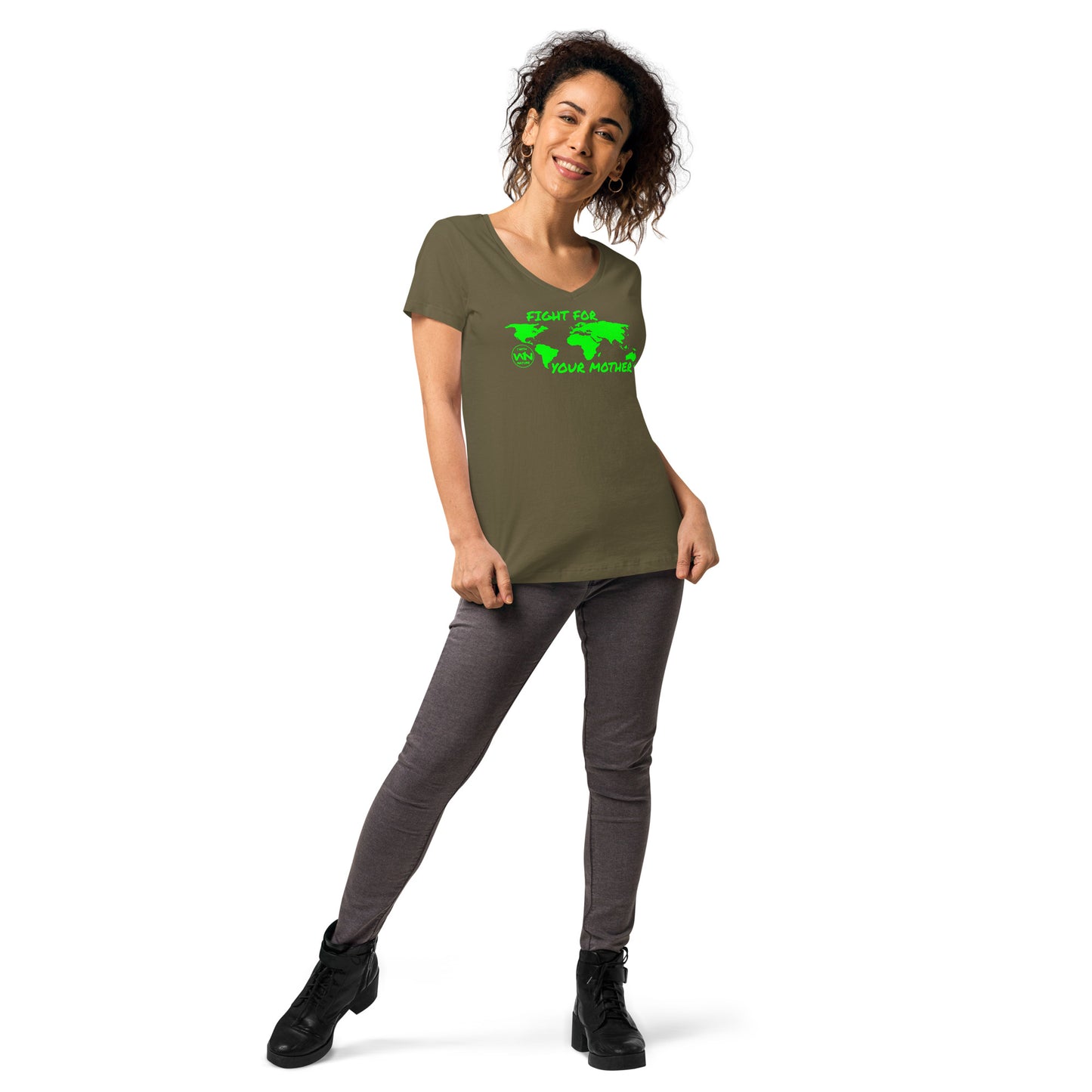 FOREST SOUL SAVIOR - FIGHT FOR YOUR MOTHER - GREEN - WOMEN’S V-NECK T-SHIRT