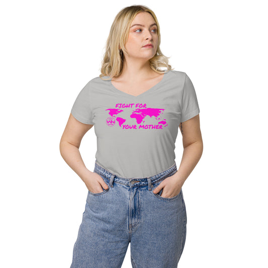FUTURE SOUL SAVIOR - FIGHT FOR YOUR MOTHER - PINK - WOMEN’S V-NECK T-SHIRT