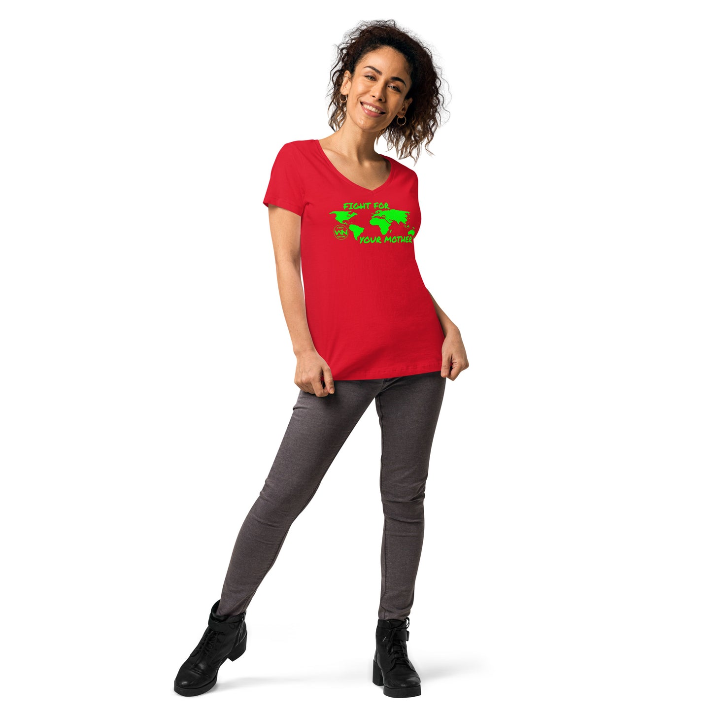 FOREST SOUL SAVIOR - FIGHT FOR YOUR MOTHER - GREEN - WOMEN’S V-NECK T-SHIRT