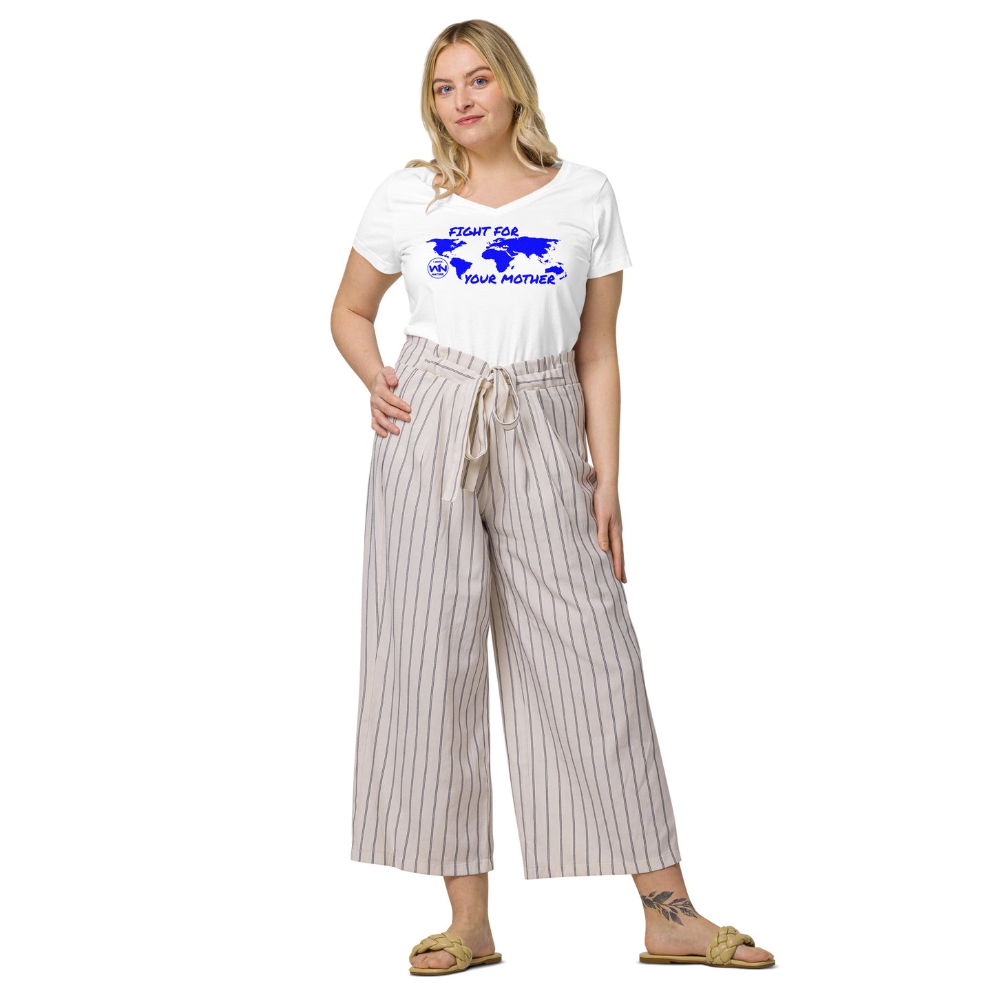 OCEAN SOUL SAVIOR - FIGHT FOR YOUR MOTHER - BLUE - WOMEN’S V-NECK T-SHIRT