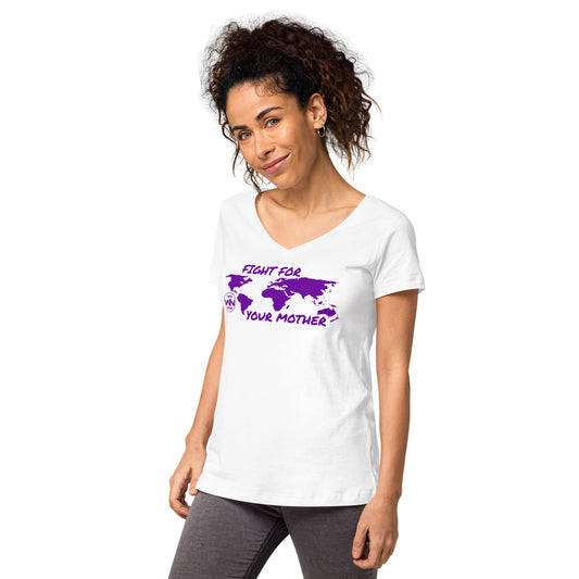 FUTURE SOUL SAVIOR - FIGHT FOR YOUR MOTHER - PURPLE - WOMEN’S V-NECK T-SHIRT